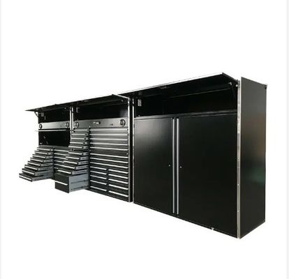 검은색 자동차 수리 차고 작업실 철강 도구 상자 바퀴가 있는 트롤리 캐비닛