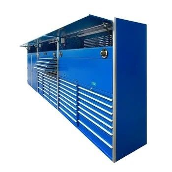 검은색 자동차 수리 차고 작업실 철강 도구 상자 바퀴가 있는 트롤리 캐비닛